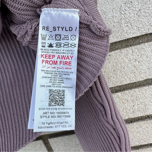 NWT Re_Styld Women's Purple Ribbed Long Sleeves Crew Neck Crop Sweater Top - Picture 9 of 10